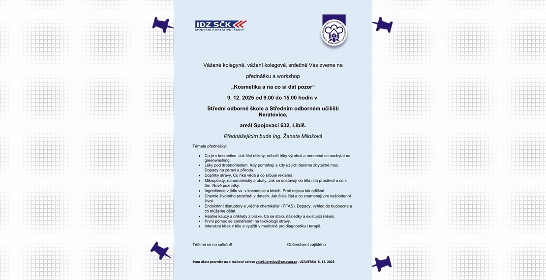 Přednáška a workshop o kosmetice