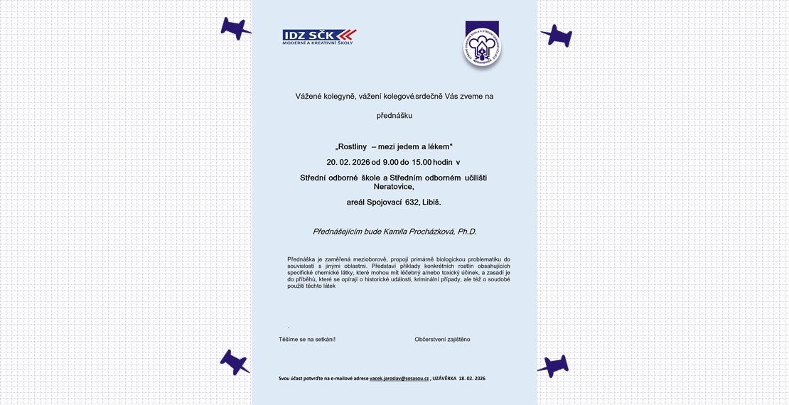Pozvánka na přednášku 20. 2. 2026 - "Rostliny -mezi jedem a lékem"