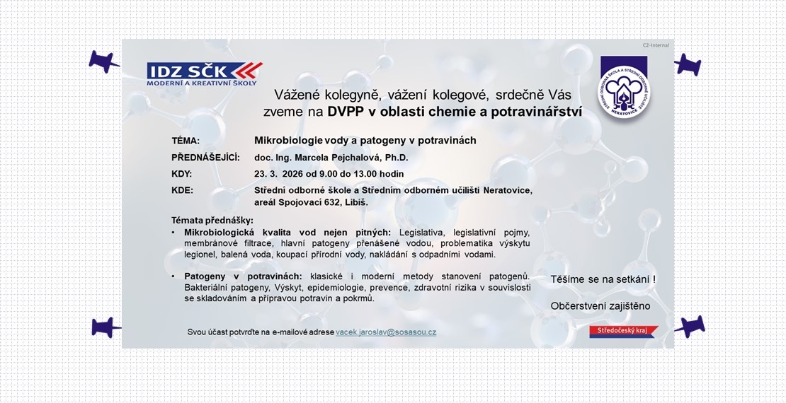  Odborná přednáška na téma Mikrobiologie vody a patogeny v potravinách 
