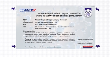  Odborná přednáška na téma Mikrobiologie vody a patogeny v potravinách 