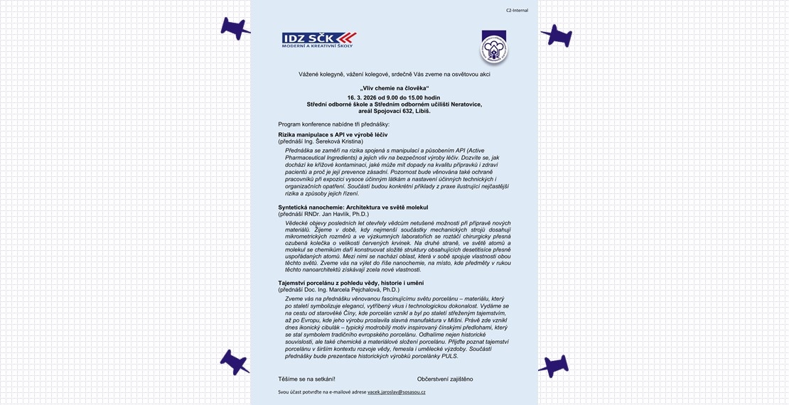 Pozvánka na osvětovou akci v rámci celoživotního vzdělávání -  16. 3. 2026